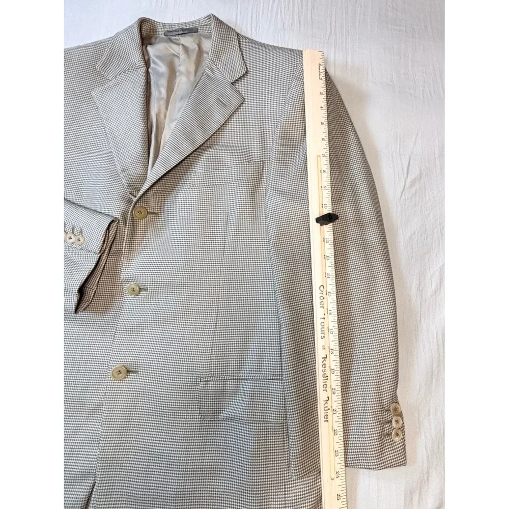 Ermenegildo Zegna 15 Milmil Blazer men's 44 Tan Blue Houndstooth Sport Coat wool